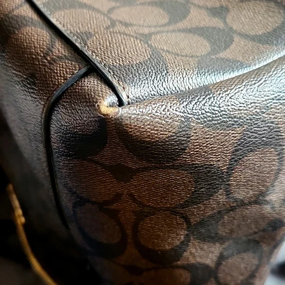 Coach Ava Chain Tote Signature Canvas in Brown/Black AUTHENTIC - Picture 8 of 9